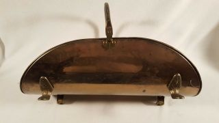Vintage Brass Claw Footed Fireplace Log Fire Wood Kindling Holder Carrier Basket 4