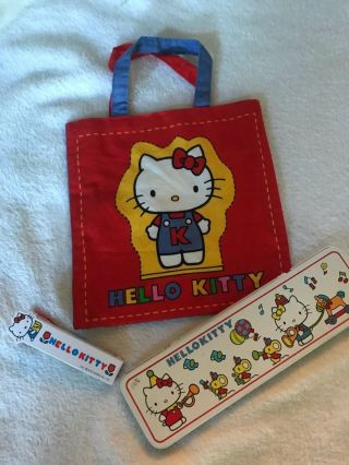 Vintage Sanrio Hello Kitty Bundle 1976 Stapler Bag And Pencil Box Great Conditon