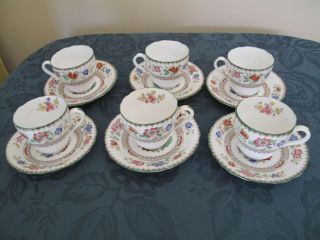SET OF 6 VINTAGE SPODE CHINESE ROSE ESPRESSO CUPS AND SAUCERS C.  1930`s 2