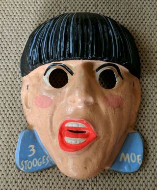 Rare Vintage Plastic Halloween Mask Moe Three 3 Stooges