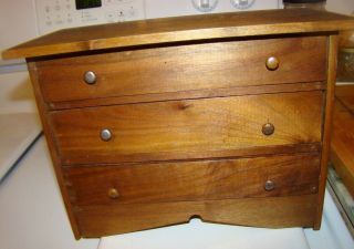 Vintage Doll Chest Of Drawers,  Miniature 3 - Drawer Chest Solid Wood Construction