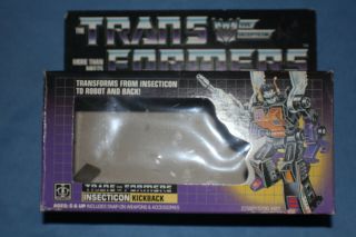 Vintage 1984 G - 1 Transformers Insecticon Kickback Evil Deception Empty Box