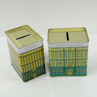 2x Vintage Commonwealth Bank of Australia Tin Money Boxes 323 2