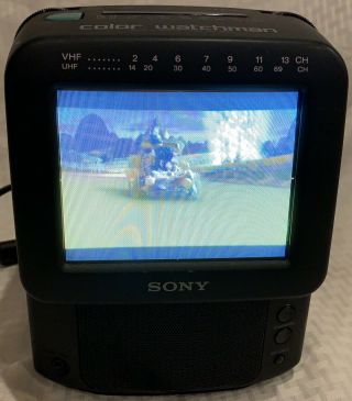 Vintage Sony Watchman Portable 5 " Color Tv - Am Fm Tuner Fdt - 5bx5 - Deal