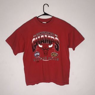 Vtg Chicago Bulls Nba Champs 1996 T - Shirt Red Size Xl Pro Player