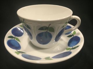 Vintage Gustavsberg Porcelain Stig Lindberg Prunus Teacup,  Saucer Wow