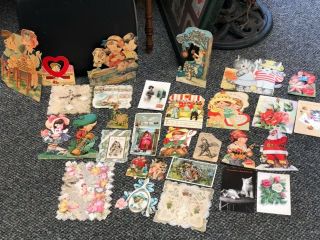 31 Antique And Vintage Postcards.  And Valentines Etc Some Dated 1904 Or Earlier