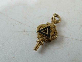 Antique College Fraternity 10k Solid Yellow Gold Pocket Watch Fob Charm Vintage