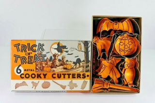 Vintage Halloween Trick Or Treat Metal Cooky Cutters