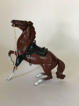 Vintage 9 Inch Hard Plastic Horse With Bridle Saddle Western Cowboy Toy