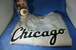 Vintage Majestic Mens Chicago White Sox Baseball Jersey Gray Black Blank Xl
