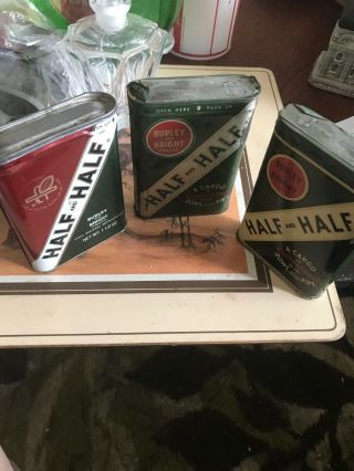 3 Vintage Half And Half Tobacco Tins Burley & Bright - A Cargo 1.  5 Oz