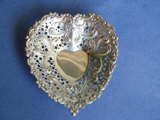 Vintage Gorham Sterling Silver Footed Heart Shaped Retriculated Bowl 956