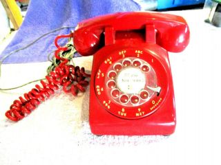 Vintage Northern Telecom Rorary Dial Red Desk Telephone Batphone)