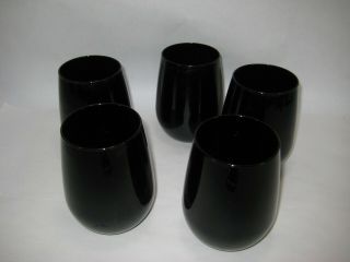 Set of 5 Vintage Libbey Metropolitan Black Amethyst Glass Tumblers Cups Goblets 4