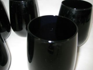 Set of 5 Vintage Libbey Metropolitan Black Amethyst Glass Tumblers Cups Goblets 8