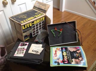 Vintage Hasbro Lite Brite W/ Color Pegs,  Many Blank Sheet Pages.