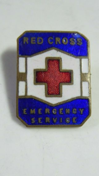 Vintage Red Cross Emergancy Service Enamel Badge