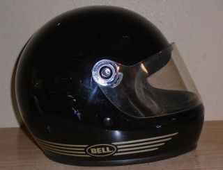 Vintage Bell Full Face W/shield Black Motorcycle Helmet 7 1/8 Size 57
