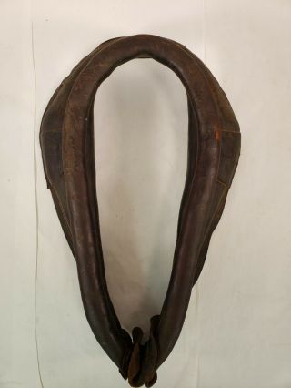 Antique Vintage Leather Horse Mule Ox Collar Harness Yoke Decor Western Cabin 1