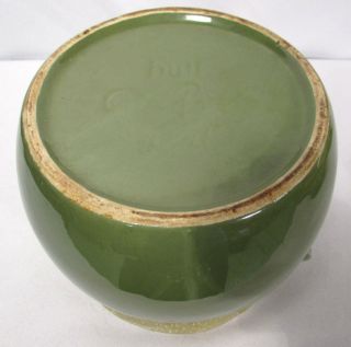 Vintage Hull Crockery Bean Pot Cookie Jar w/ Lid Moss Green Ovenproof 4