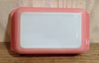 Vintage Pink Pyrex Rectangle Casserole Dish White Scroll 2 Qt 575 5