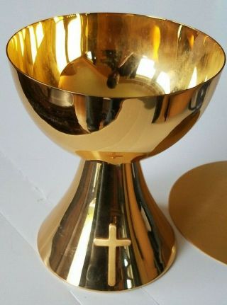 Vintage Mcm Swift & Fisher Gold Eucharist Communion Wafer Chalice Wine Cup