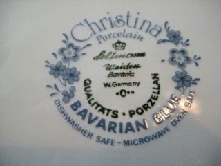 Vintage Seltman Weiden China - W.  Germany - Christina Bavarian Blue - 6 dinner plates 5