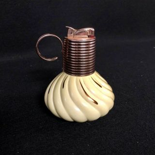 Vintage Evans Table Top Lighter With Yellow Porcelain W/ Unique Brass Top