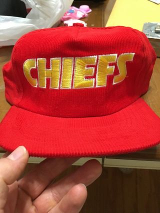 Nfl Vintage Kansas City Chiefs Starline Corduroy Adjustable Cap Hat Osfa Snap Ba