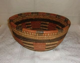 Vintage Southwest Native American Indian Woven Round Basket