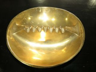 Vintage Large Brass 7.  5 Inch Ashtray