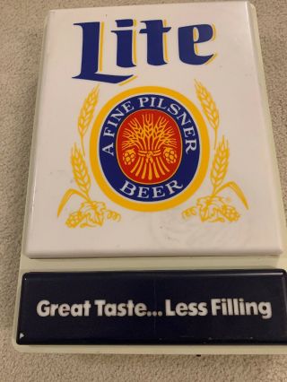 Vintage Miller Lite  A Fine Pilsner Beer  Lighted Bar Sign Not