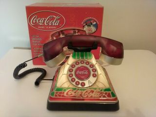 Coca - Cola Telephone Lighted Vintage Stained Glass Boxed Coca Cola Phone
