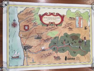 The House Of Sandeman Bicentennial Vinho Do Porto Port Wine Map Vintage Poster