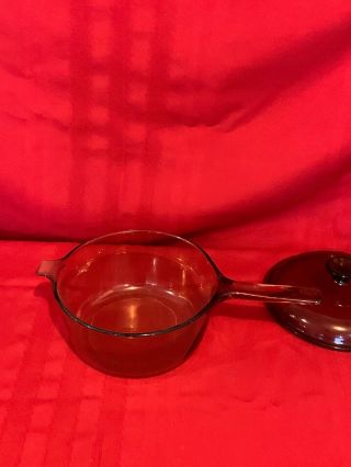 Vintage Corning,  Pyrex Vision Amber Glass 2.  5 L Glass Pot Sauce Pan With LID AI 4