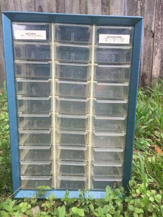 30 Drawer Akro - Mils Metal Parts Cabinet Akro Mils Parts Storage Vintage