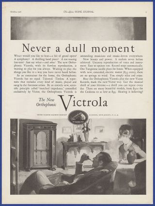 Vintage 1926 Victrola Orthophonic Phonograph Ephemera Art Decor Print Ad 1920 
