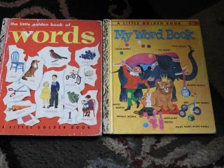2 Vintage Little Golden Books My Word Book Book Of Words 1948 & 1963