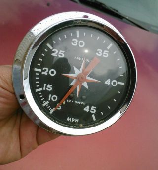 Airguide Sea Speed " Vintage " Boat Speedometer " 0 - 45 " Mph " Priced To Sell "