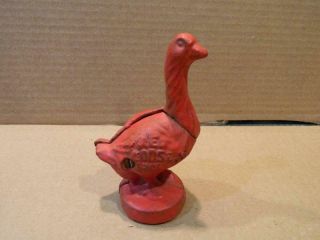 Cast Iron Goose Shaped Bank Advertising " Red Goose Shoes " Vintage
