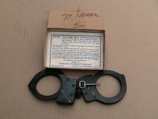 Vintage Handcuffs American Handcuff Co.  W/key & Box Restraints Police Shackles