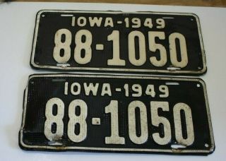 1949 Vintage Iowa License Plate Union County 88 - 1050 Af