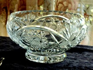 Outstanding Vintage Hand Cut Crystal Bowl Bohemia C 1950 