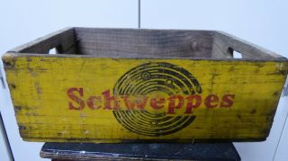 Vintage Wooden Schweppes Soft Drink Bottle Crate Painted Advertising Sign Sides