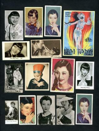 Vintage Anna May Wong Fifteen (15) Assorted Cards Oriental Beauty