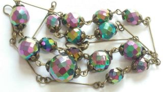 Czech Carnival Faceted Glass Bead Necklace Vintage Deco Style