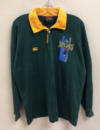 Vintage South Africa Rugby World Cup 1995 Longlseeve Rugby Shirt Sz Xl Green