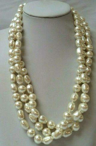 Stunning Vintage Estate Glass Pearl Bead Opera Length 72 " Necklace 2319i