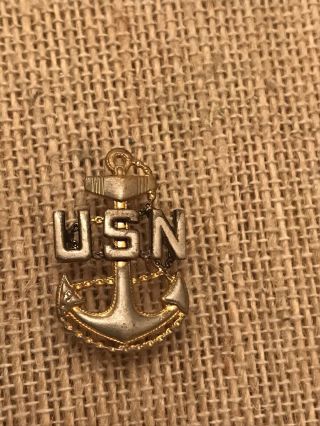 Vintage Us Navy Usn Chief Petty Officer Cpo Side Cap Hat Badge Pin Insignia